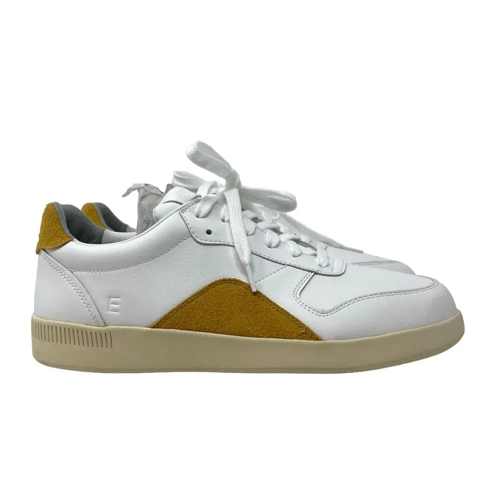 Everlane The ReLeather Court Sneaker White Mustard Women's Size 9 Men's‎ 7 NEW